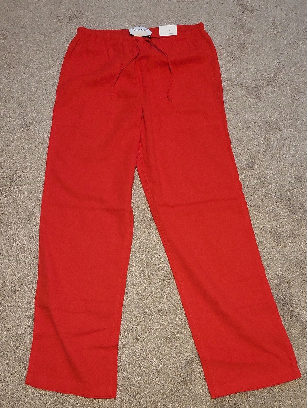 Calvin Klein Red Drawstring Waist Pants